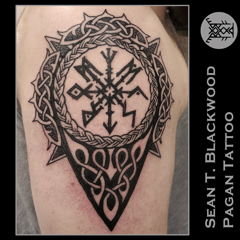 Bindrune mandala, Nordic knot work with a personalized bind rune inspired by the vegvisir and other motifs. #Norsetattoos
